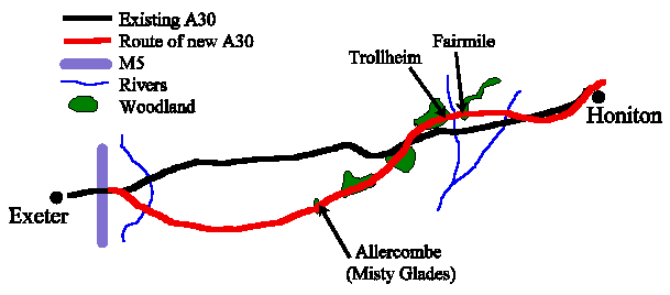 [A30 route map]